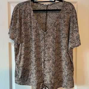 Dex Cheetah Print Faux Button Front Top